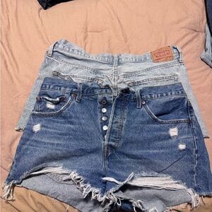 Levi's High Waist Denim Shorts - Blue and Light Blue
